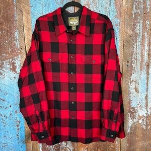 Eddie Bauer Buffalo Red & Black Wool Long Sleeve Button Down Top Size 2X